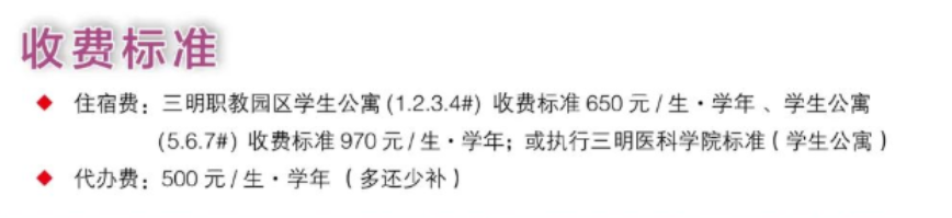 三明市高級技工學校2022年收費標準