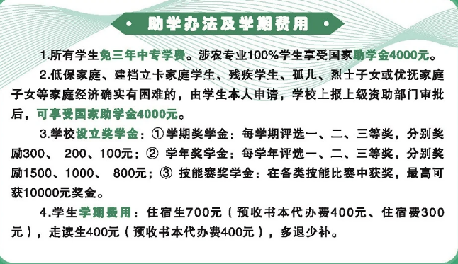 福建三明林業學校2024年獎助政策