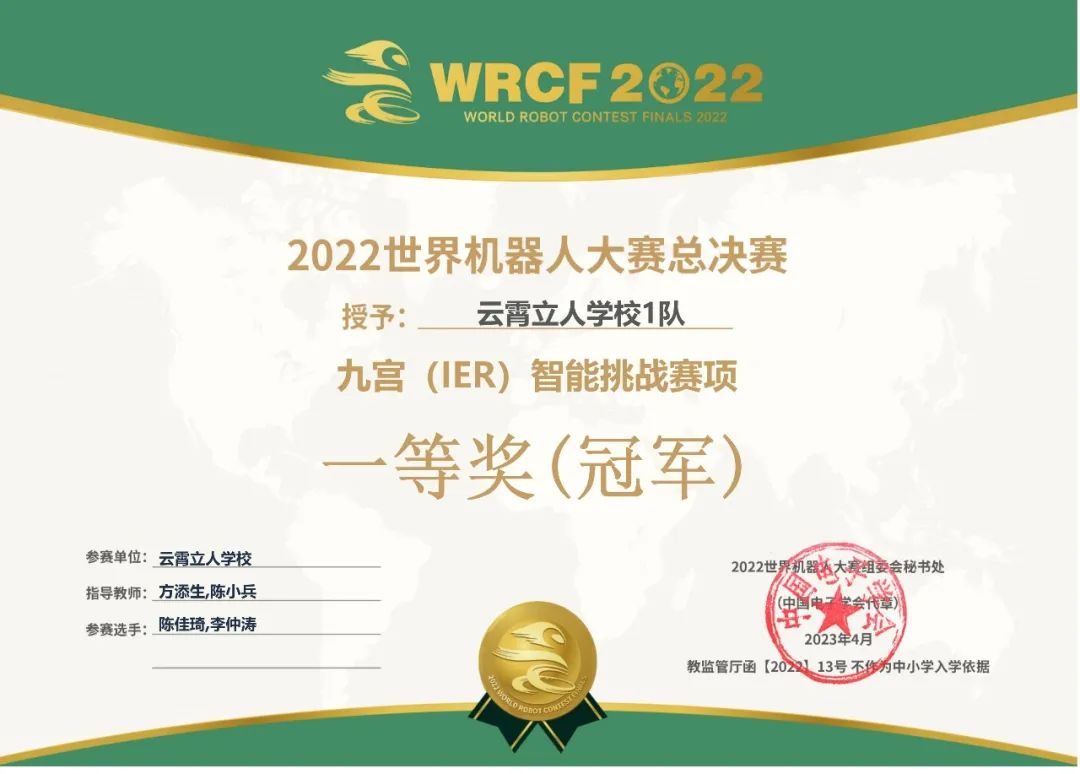 云霄立人學校:【重磅】教育部白名單賽事——世界機器人大賽,云霄立人學子斬獲冠亞軍!