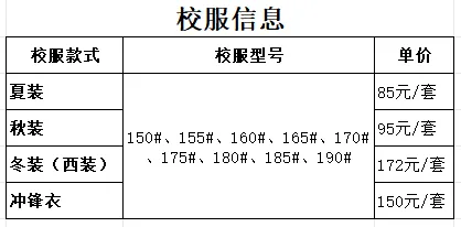 1. 校服價格